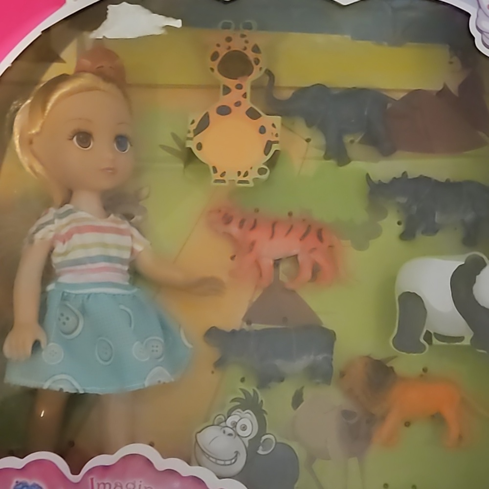 Imagine Angel 7 Piece Mini Doll Zoo Animals Tiger Hippo Lion Bear Elephant Rhino - Picture 3 of 12